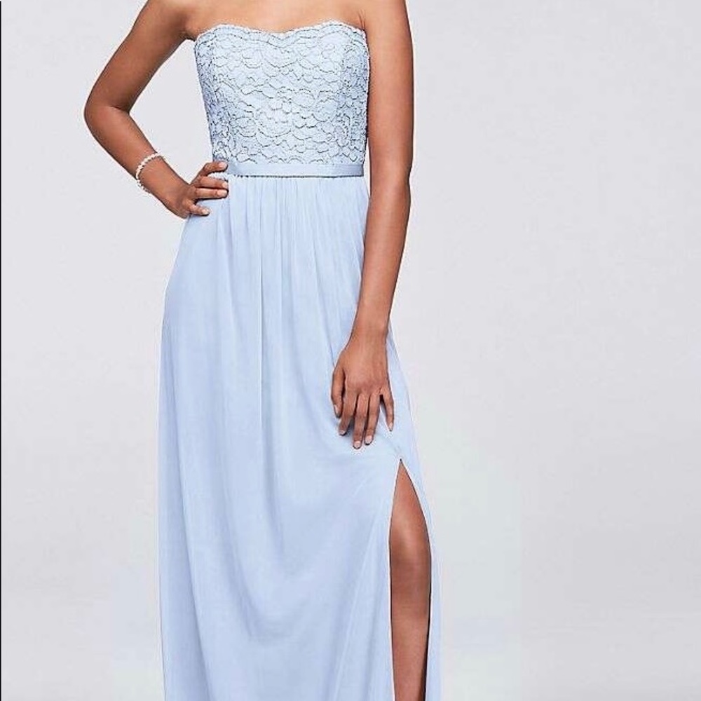 Strapless bridesmaids dress (David’s Bridal)